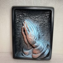 Prayer By Victor Creative Arts 1959 Vintage Framed Hands Blue Pink Wall ... - £38.91 GBP