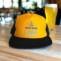 VTG Molson Light Beer Blue Mesh Snapback Trucker Hat Foam Beautiful - $16.54