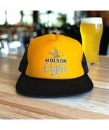 VTG Molson Light Beer Blue Mesh Snapback Trucker Hat Foam Beautiful - £12.42 GBP