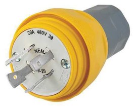 20A Watertight Locking Plug 3P 4W 480Vac L16-20P Yl - £95.11 GBP