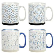 Mr. Coffee Parkmill 17oz 4 Piece Stoneware Coffee Mug Set in Assorted De... - $84.49