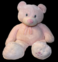 RARE My First Teddy Bear JUMBO Pink Russ 3FT. Plush Stuffed Animal Striped Bow - £279.72 GBP