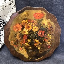 Vintage Decoupage Wood Wall Plaque Victorian Flowers Shabby Cottage 11.5” Dia. - £5.53 GBP