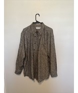 Jhane Barnes Shirt Cotton Button-Down Brown Micro-Checked Men&#39;s Size L V... - $483.37 MXN