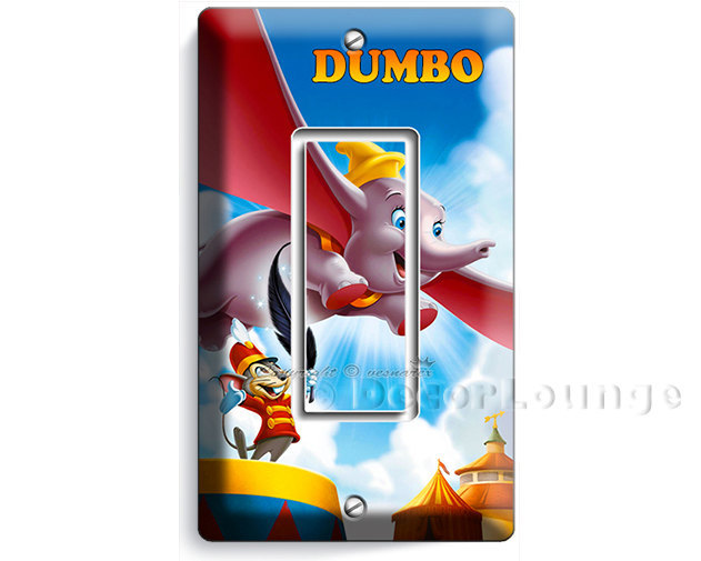 Dumbo flying elephant, mouse Timothy Q boys girls room single GFCI light switch