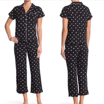 PJ COUTURE Notchco Short Sleeve Shirt &amp; Capris 2-Piece Set, Small, Black, NWT - £33.63 GBP