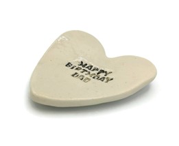 Handmade Ceramic Heart Plate, Ring Holder Clay Trinket Dish, Happy Birth... - £26.89 GBP