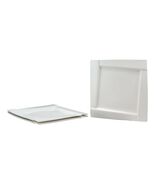 Set Of 3 Contemporary White Porcelain Square Large Dinner Serveware Plat... - $1,037.08 MXN