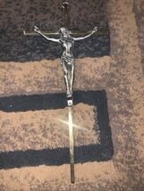 Vintage Brass Crucifix, 10 Inch Tall, INRI, Religious Cross, Wall-Hanging - $9.89