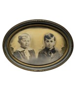 Antique Bubble Glass Art Framed Pictures 2 Brothers Sharp Photo 23&quot; x 17&quot; - $121.24