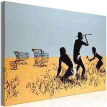 Tiptophomedecor Stretched Canvas Street Art - Banksy: Shopping Cart Hunters - St - £63.94 GBP+