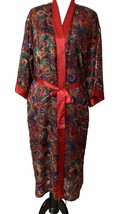 Vintage 90s Inner Most Women’s Long Robe Sz S Red Asian Print Belted Sheer - £13.49 GBP