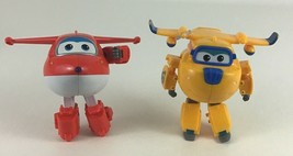 Super Wings Transforming Donnie Airplane Jett Plane Robot Vehicle 2pc Lot Toy - $16.79