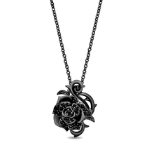  Enchanted Disney with 1/5 CTTW Black Diamond Maleficent Rose Pendant Necklace - £70.89 GBP