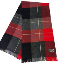 Vtg Pierre Cardin Tartan Red Plaid Scarf  Acrylic Soft 12 x 50&quot; Rectangle Unisex - £9.55 GBP