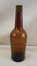 Vintage Brown Hunter&#39;s Rye Whiskey Bottle Embossed Fox Hunting Horns 11&quot; Tall - £7.57 GBP