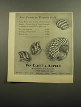 1960 Van Cleef &amp; Arpels Jewelry Ad - New Twists in Precious Gold - £11.98 GBP