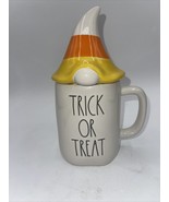 Rae Dunn &quot;TRICK OR TREAT&quot; coffee mug With Gnome Candy Corn Topper Ceramic - £13.39 GBP