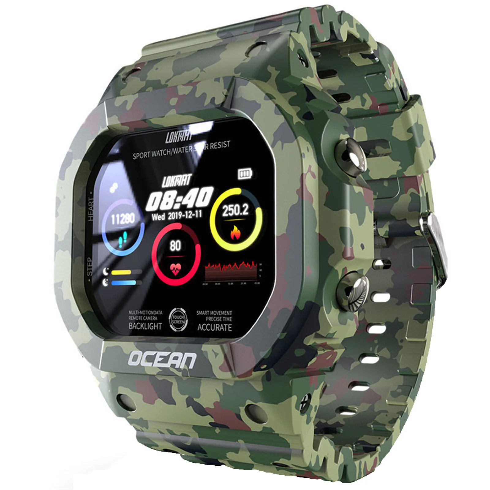 2021 Ocean Smart Watch Ip68 Waterproof Fitness Rugged Outdoor Smartwatch Heart R - £183.03 GBP