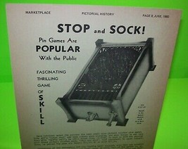 Stop and Sock Pinball Machine Game Marketplace Magazine Print AD Sheet 1... - £20.10 GBP