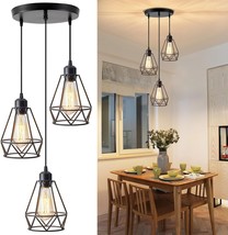 3 Light Pendant Light Fixtures Farmhouse Hanging Pendant Adjustable Industrial K - $47.94