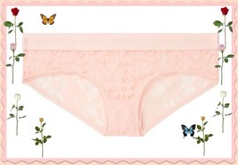 L Lt Pink All Over Floral Lace THE Lacie LOGO Victorias Secret Hiphugger Pantie  - $11.25