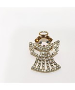 Rhinestone Angel Halo Dangle Movable  Brooch Pin 1&quot; Gold Tone Clear Vintage - £23.52 GBP