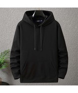 Thick Fleece Hoodie Male Big Size 12XL Hooded Pullover Solid Color Plus Size - £35.88 GBP