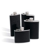 Flask with Black Bison Leather around Stainless Steel (8 oz) - $82.04 CAD