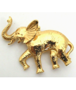 Napier Elephant Brooch Pin Trunk Raised Gold Tone - $9.20