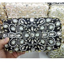 Fashion Beaded Crystal Evening Bag Can fit into  Pink Satin Women Clutches Bags  - £78.07 GBP