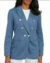 Tahari Light Wash Blue Miltary Blazer Jacket Double Breasted SZ 12 NEW - $167.31