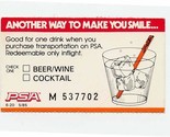 Another Way To Make You Smile PSA Drink Coupon 1985 Pacific Southwest Ai... - $17.82