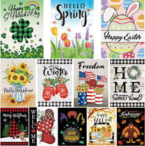 Seasonal Garden Flags Set of 12 Double Sided 12 X 18 Inch Yard Flags, Small Gard - £25.64 GBP