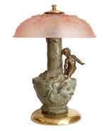 Art Nouveau Lamp Light &quot; Angel Bird &quot; Collector&#39;s Item Table Lamp - $16,337.51 MXN