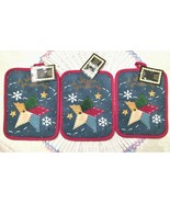 3 Kitchen Works Holiday Quilted Applique Potholders &quot;A Season Of Giving&quot;... - £7.86 GBP