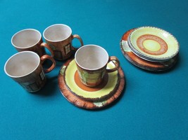 Price England 4 Cups, Saucer And Plates House Village Shaped 12 Pcs Original - £99.52 GBP