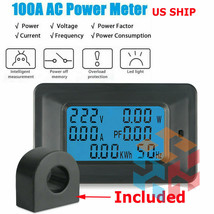 100A Ac Digital Power Kwh Watt Meter Volt Amp Voltmeter Ammeter Open Close - £22.02 GBP