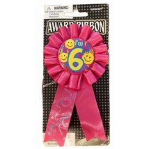 6th Birthday Award Ribbon Party Supplies Happy Face Pink 1 Per Package - $73.79 MXN