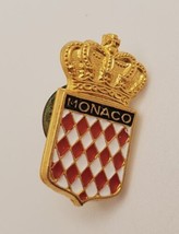 MONACO French Riviera Shield Crest Lapel Hat Souvenir Pin Tie Tack Pinback - $19.60