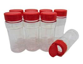 Small 2 OZ Clear Plastic Spice Container Bottle Jar With Red Cap- Set of... - £14.09 GBP