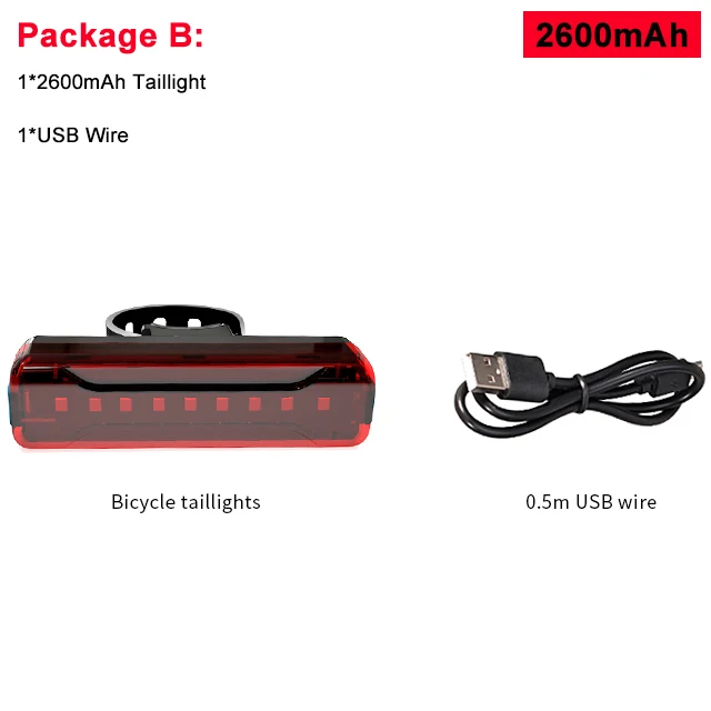 Bicycle Light 2600mAh Bike Cycling Waterproof Taillight 9 LED Super Light With U - $38.06