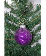 Bright Purple Deco Tinsel 2-5/8&quot; Glass Ball Christmas Ornament - £7.78 GBP