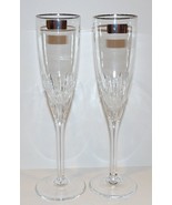 LOVELY PAIR OF MARQUIS BY WATERFORD CRYSTAL CLARIA PLATINUM 9&quot; CHAMPAGNE... - £58.37 GBP