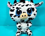 Fiesta Big Head Cow Plush Black White Blue Eyes Stuffed Animal Farm Bovi... - $19.34
