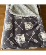 HB Hudson Baby Blanket Gray Hedgehog Arrows Sherpa Back Soft Lovey Repla... - $15.51