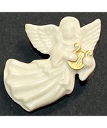 Christmas Lennox Porcelain Angel 24K Gold Harp Pin Brooch Genuine NWB - $20.98 CAD