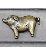 Pewter Pig Pinback Button 1.75&quot; Pin Brooch Piggy Farm Animal Swine Hog - $6.41