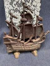 Antique Early 1900’s Cast Iron Galleon Ship Door Stop   5 1/2 Pounds 12” Tall - £43.65 GBP