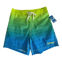 Castaway Mens Swim Board Shorts Size Small 30 Yellow Blue Pockets Tie New - £18.39 GBP